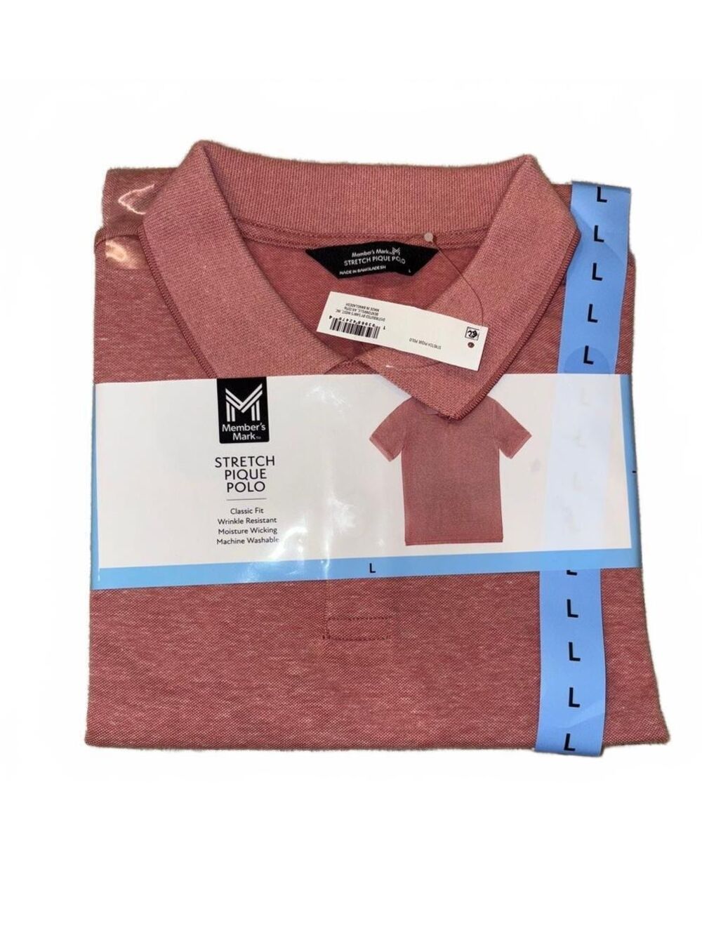 Men's Stretch Pique Polo Shirt - Dusty Rose Red (L)